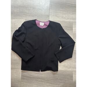 Vintage David Warren New York Black Zipper Jacket - Size 14